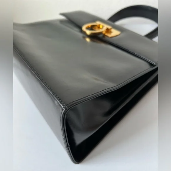 SALVATORE FERRAGAMO Iconic Top Handle Gancini Black Leather Crossbody Bag 212181 - Picture 12 of 16